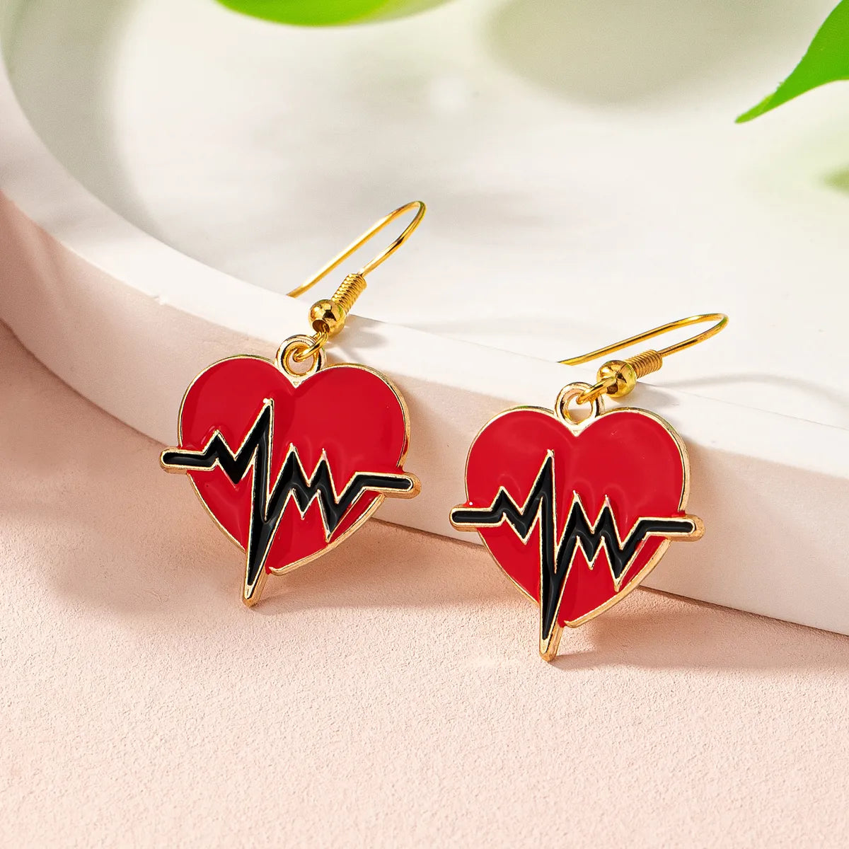 1 Pair Elegant Luxurious Heart Shape Zinc Alloy Drop Earrings