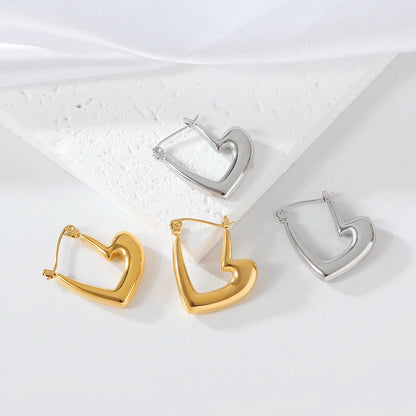 1 Pair Elegant Luxurious Irregular Heart Shape Spiral Stripe Plating 304 Stainless Steel 18K Gold Plated Earrings