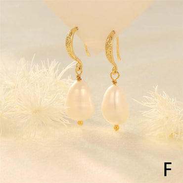 1 Pair Elegant Luxurious Irregular Plating Inlay Freshwater Pearl Copper Turquoise Zircon 18k Gold Plated Drop Earrings