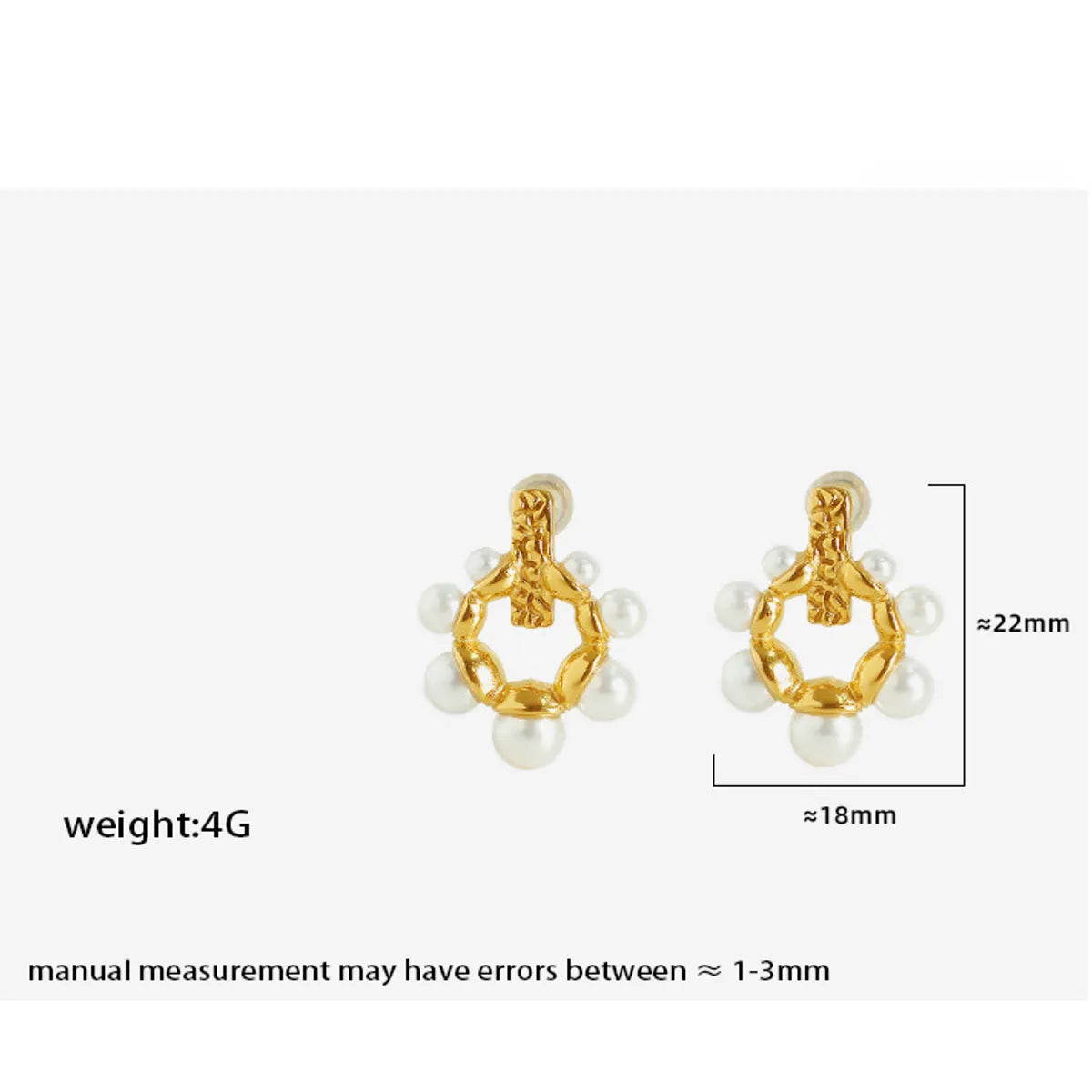 1 Pair Elegant Luxurious Lady Geometric Plating Imitation Pearl Titanium Steel 18k Gold Plated Ear Studs