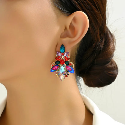 1 Pair Elegant Luxurious Lady Geometric Plating Inlay Zinc Alloy Rhinestones Ear Studs