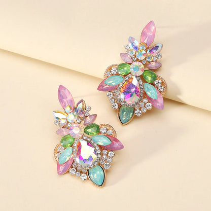 1 Pair Elegant Luxurious Lady Geometric Plating Inlay Zinc Alloy Rhinestones Ear Studs