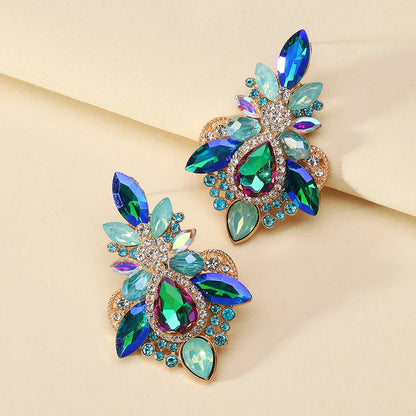 1 Pair Elegant Luxurious Lady Geometric Plating Inlay Zinc Alloy Rhinestones Ear Studs