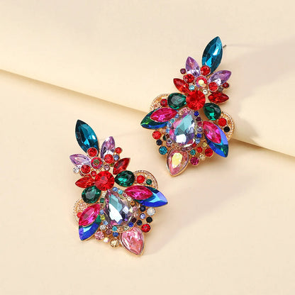 1 Pair Elegant Luxurious Lady Geometric Plating Inlay Zinc Alloy Rhinestones Ear Studs