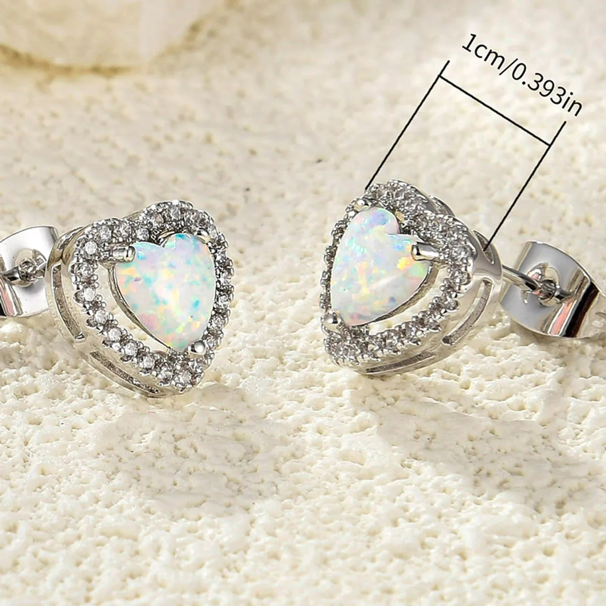 1 Pair Elegant Luxurious Lady Heart Shape Plating Inlay Copper Artificial Gemstones Zircon White Gold Plated Ear Studs