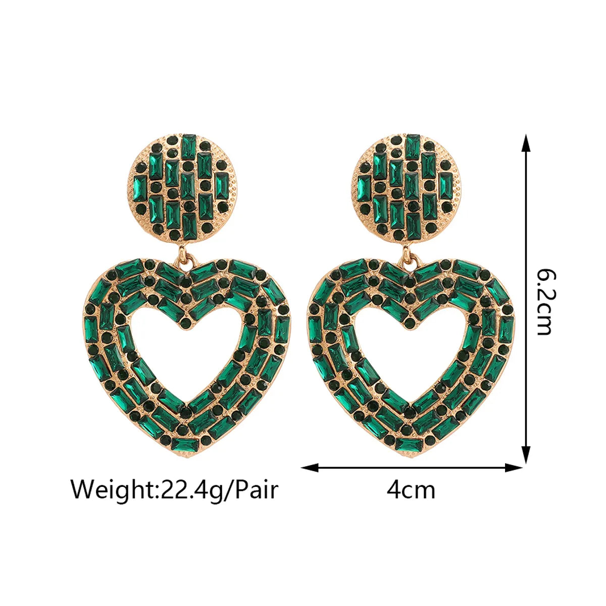 1 Pair Elegant Luxurious Lady Heart Shape Plating Inlay Zinc Alloy Rhinestones Drop Earrings