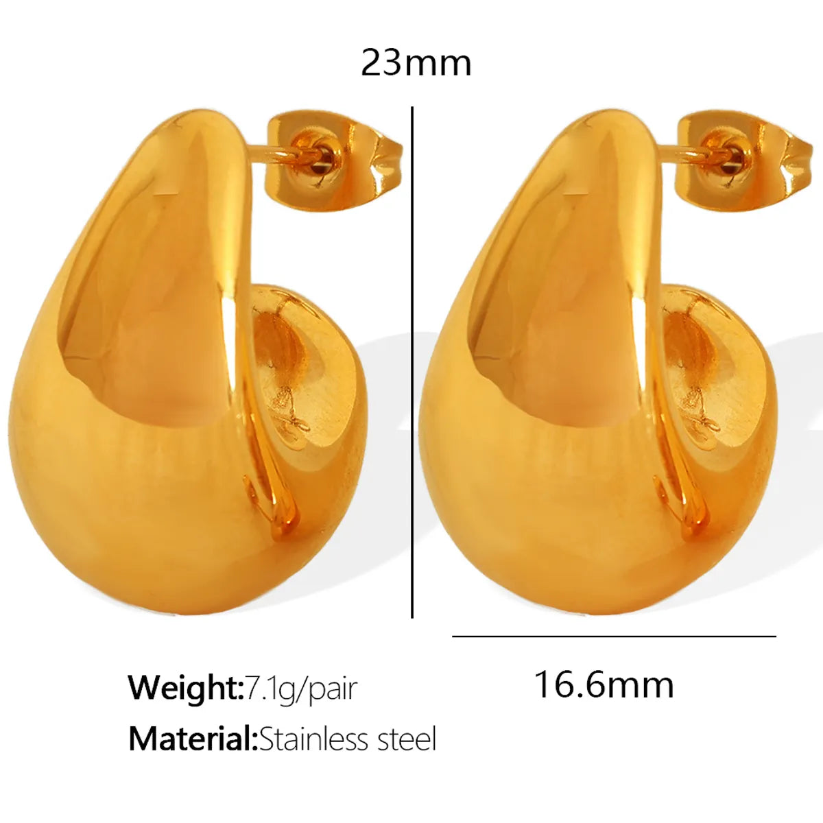 1 Pair Elegant Luxurious Modern Style Moon Plating 304 Stainless Steel 18K Gold Plated Ear Studs