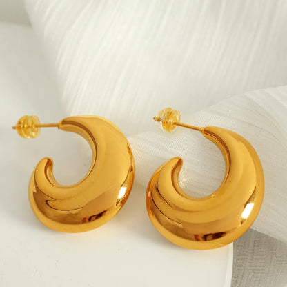 1 Pair Elegant Luxurious Modern Style Moon Plating 304 Stainless Steel 18K Gold Plated Ear Studs