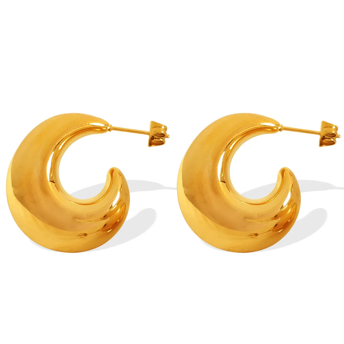 1 Pair Elegant Luxurious Modern Style Moon Plating 304 Stainless Steel 18K Gold Plated Ear Studs