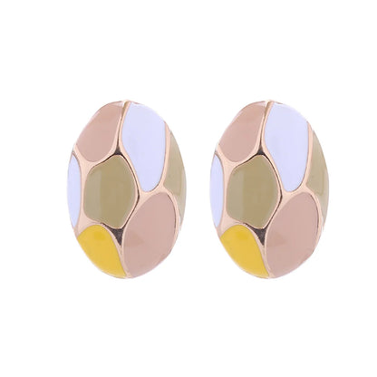 1 Pair Elegant Luxurious Oval Flower Enamel Alloy Ear Studs