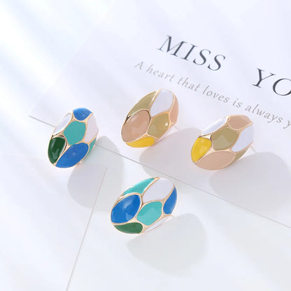 1 Pair Elegant Luxurious Oval Flower Enamel Alloy Ear Studs