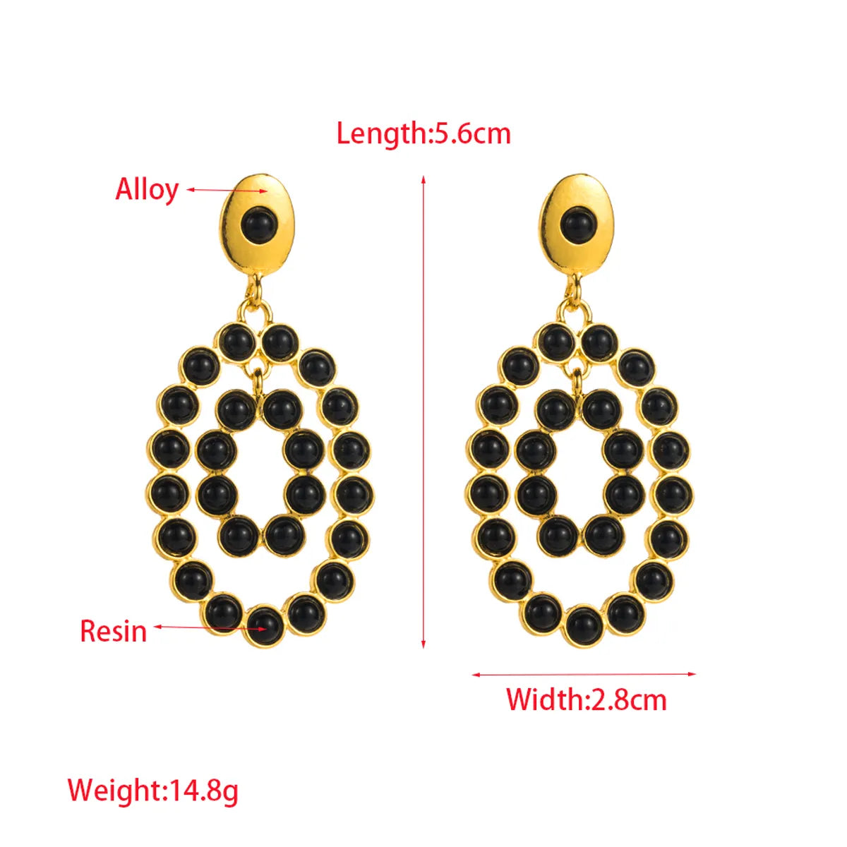 1 Pair Elegant Luxurious Oval Inlay Alloy Resin Drop Earrings