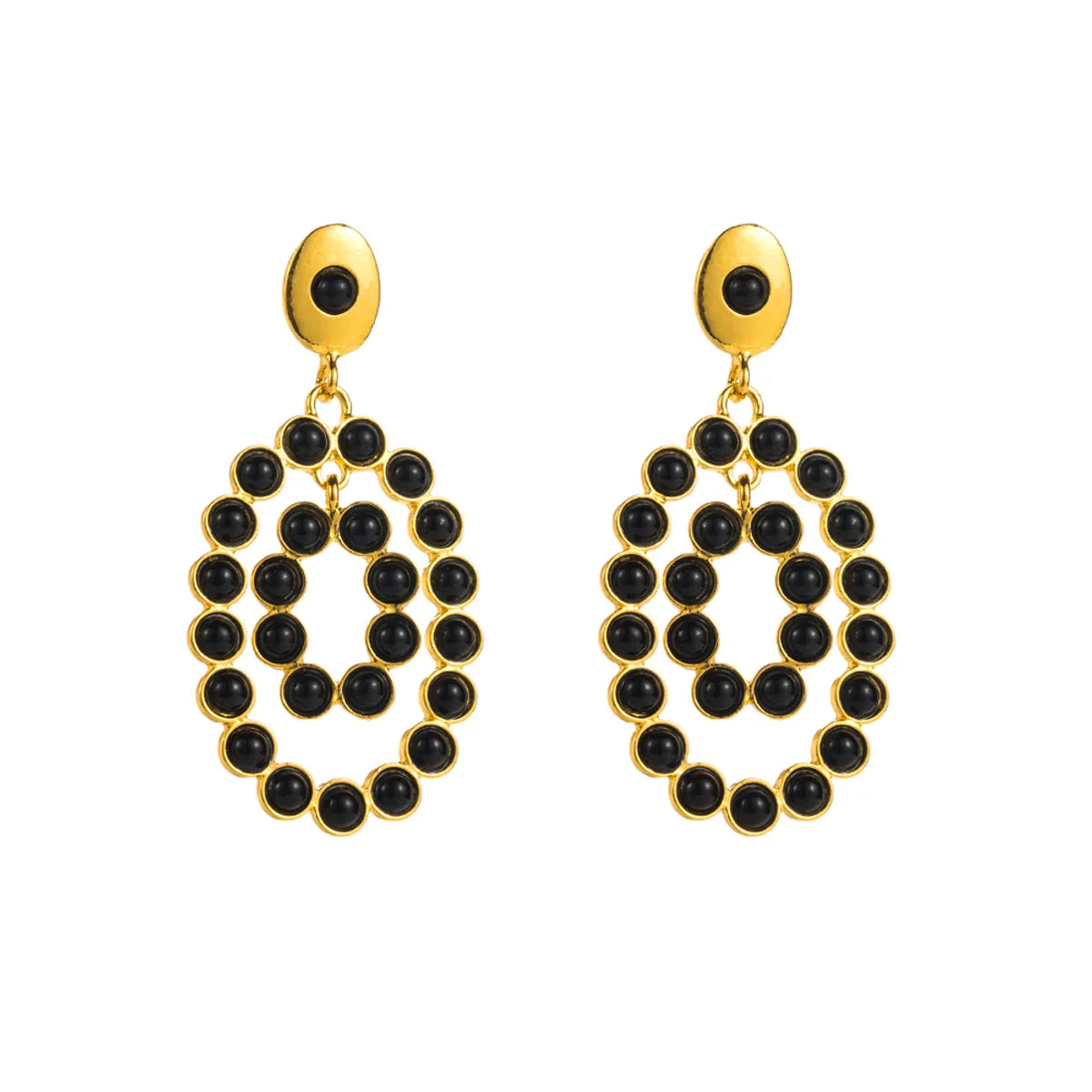 1 Pair Elegant Luxurious Oval Inlay Alloy Resin Drop Earrings