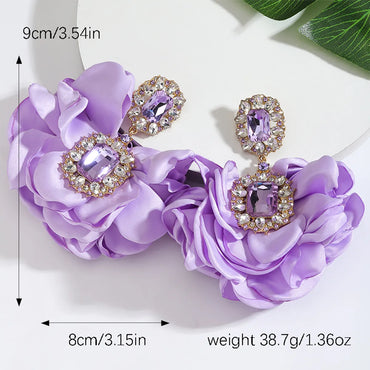 1 Pair Elegant Luxurious Queen Flower Plating Inlay Alloy Rhinestones K Gold Plated Drop Earrings