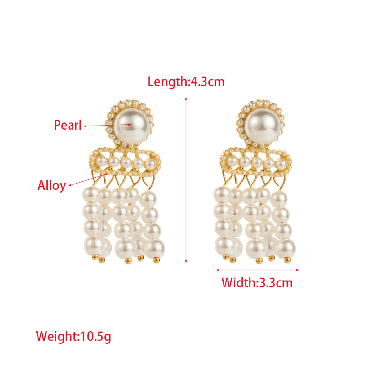 1 Pair Elegant Luxurious Round Tassel Inlay Imitation Pearl Artificial Pearls Drop Earrings