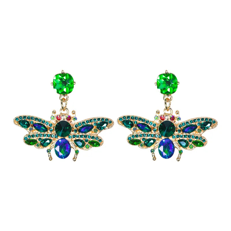 1 Pair Elegant Luxurious Shiny Butterfly Inlay Alloy Rhinestones Drop Earrings