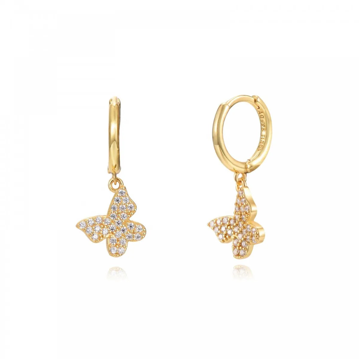 1 Pair Elegant Luxurious Shiny Butterfly Plating Inlay Alloy Zircon 18k Gold Plated Dangling Earrings