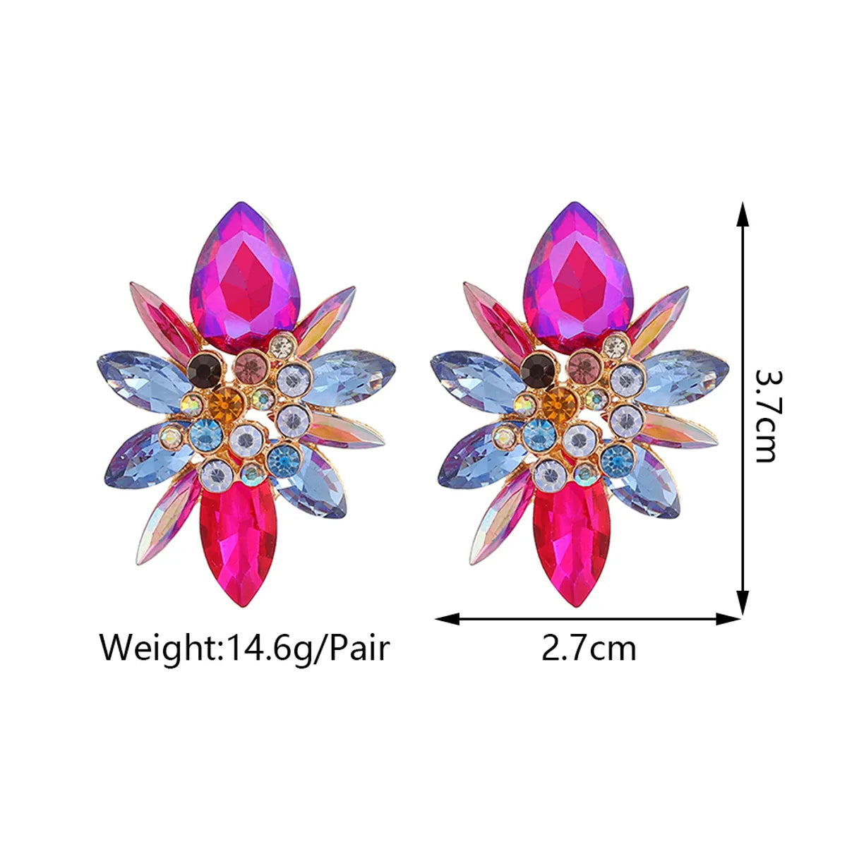 1 Pair Elegant Luxurious Shiny Geometric Flower Plating Inlay Zinc Alloy Rhinestones Ear Studs