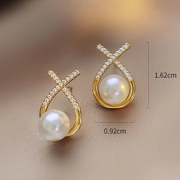 1 Pair Elegant Luxurious Shiny Geometric Plating Inlay Sterling Silver Zircon 18k Gold Plated Ear Studs