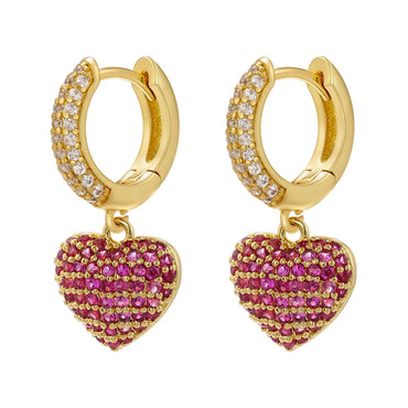 1 Pair Elegant Luxurious Shiny Heart Shape Plating Inlay Copper Zircon 18k Gold Plated Drop Earrings