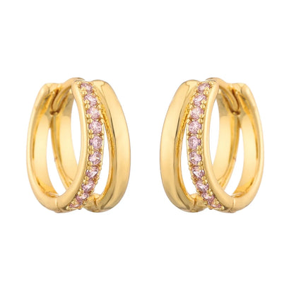 1 Pair Elegant Luxurious Shiny Round Plating Inlay Copper Zircon Earrings