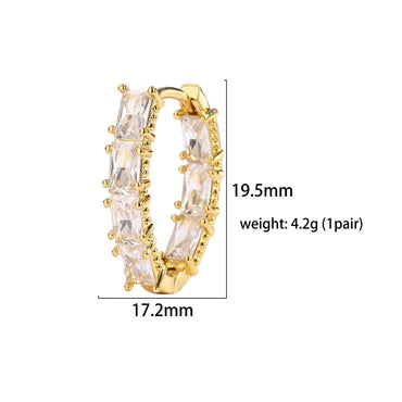 1 Pair Elegant Luxurious Shiny V Shape Plating Hollow Out Inlay Copper Zircon 18k Gold Plated Earrings