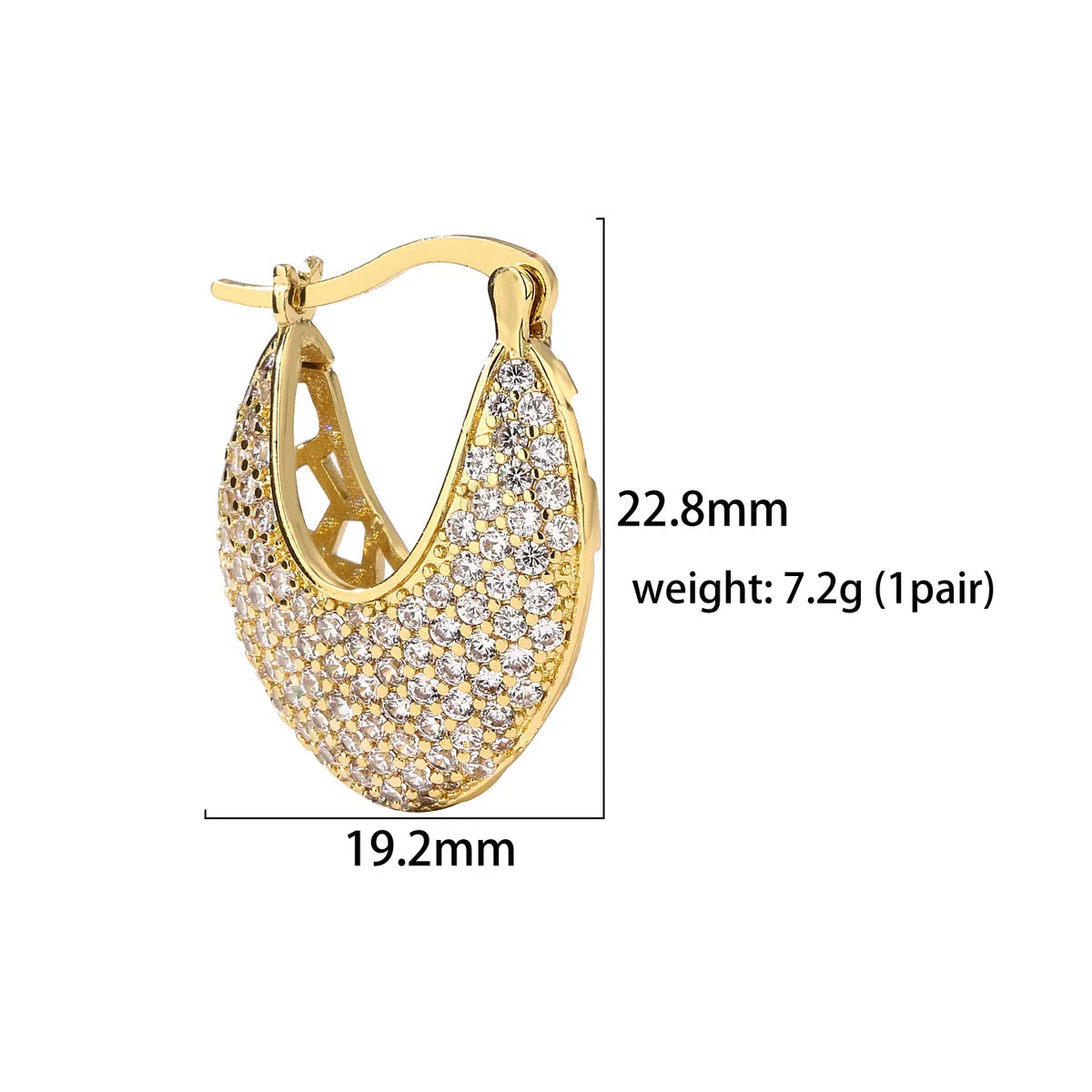 1 Pair Elegant Luxurious Shiny V Shape Plating Hollow Out Inlay Copper Zircon 18k Gold Plated Earrings