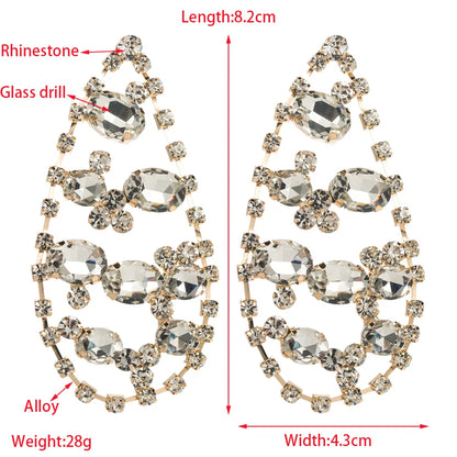 1 Pair Elegant Luxurious Shiny Water Droplets Hollow Out Inlay Alloy Rhinestones Glass Drill Gold Plated Silver Plated Ear Studs