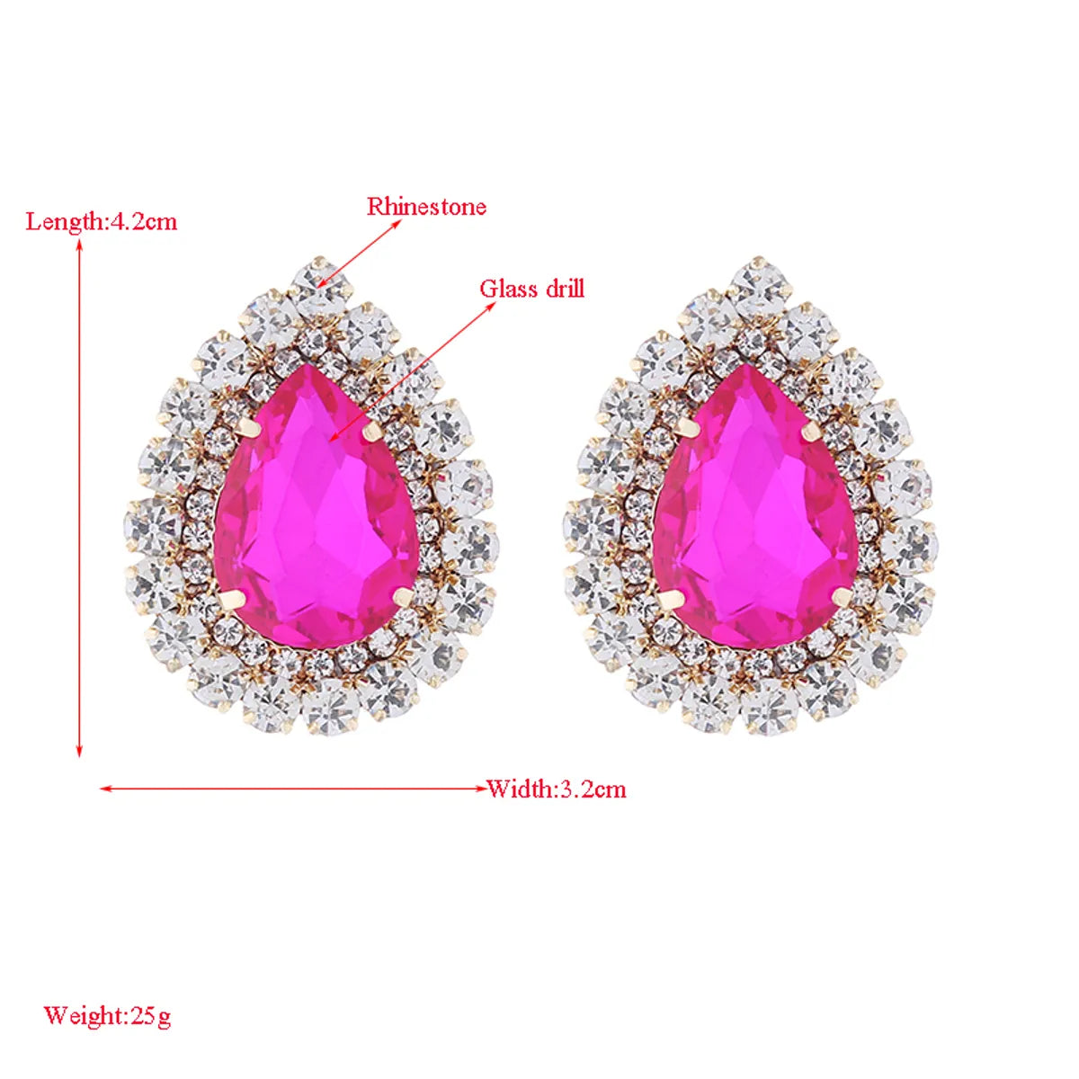 1 Pair Elegant Luxurious Shiny Water Droplets Plating Inlay Alloy Rhinestones Glass Stone Gold Plated Ear Studs