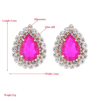 1 Pair Elegant Luxurious Shiny Water Droplets Plating Inlay Alloy Rhinestones Glass Stone Gold Plated Ear Studs