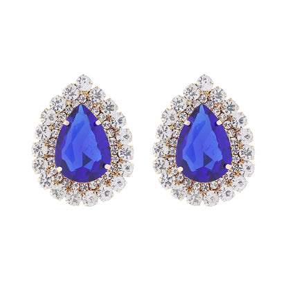 1 Pair Elegant Luxurious Shiny Water Droplets Plating Inlay Alloy Rhinestones Glass Stone Gold Plated Ear Studs