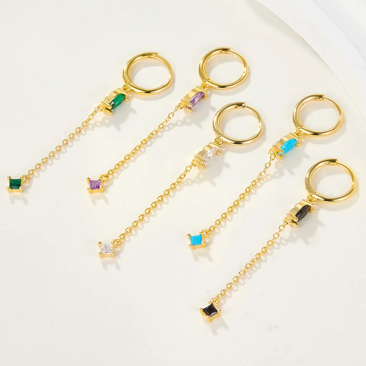 1 Pair Elegant Luxurious Shiny Water Droplets Tassel Plating Inlay Sterling Silver Turquoise Zircon 18k Gold Plated White Gold Plated Drop Earrings