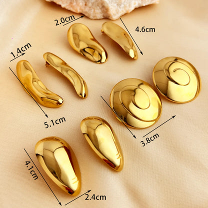 1 Pair Elegant Luxurious Simple Style Geometric Plating 304 Stainless Steel 18K Gold Plated Ear Studs