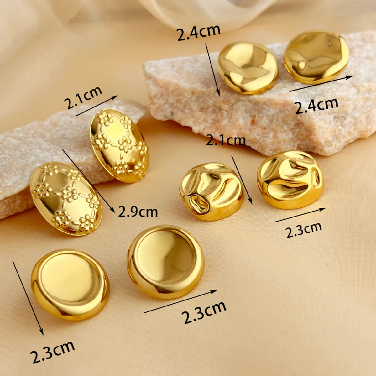 1 Pair Elegant Luxurious Simple Style Geometric Plating 304 Stainless Steel 18K Gold Plated Ear Studs