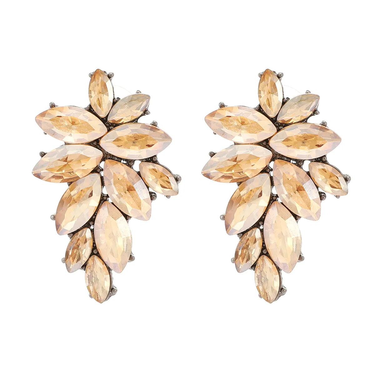 1 Pair Elegant Luxurious Simple Style Geometric Spray Paint Plating Inlay Zinc Alloy Rhinestones Ear Studs