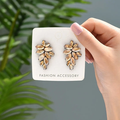 1 Pair Elegant Luxurious Simple Style Geometric Spray Paint Plating Inlay Zinc Alloy Rhinestones Ear Studs