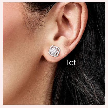 1 Pair Elegant Luxurious Simple Style Square Gra Plating Inlay Sterling Silver Moissanite Ear Studs