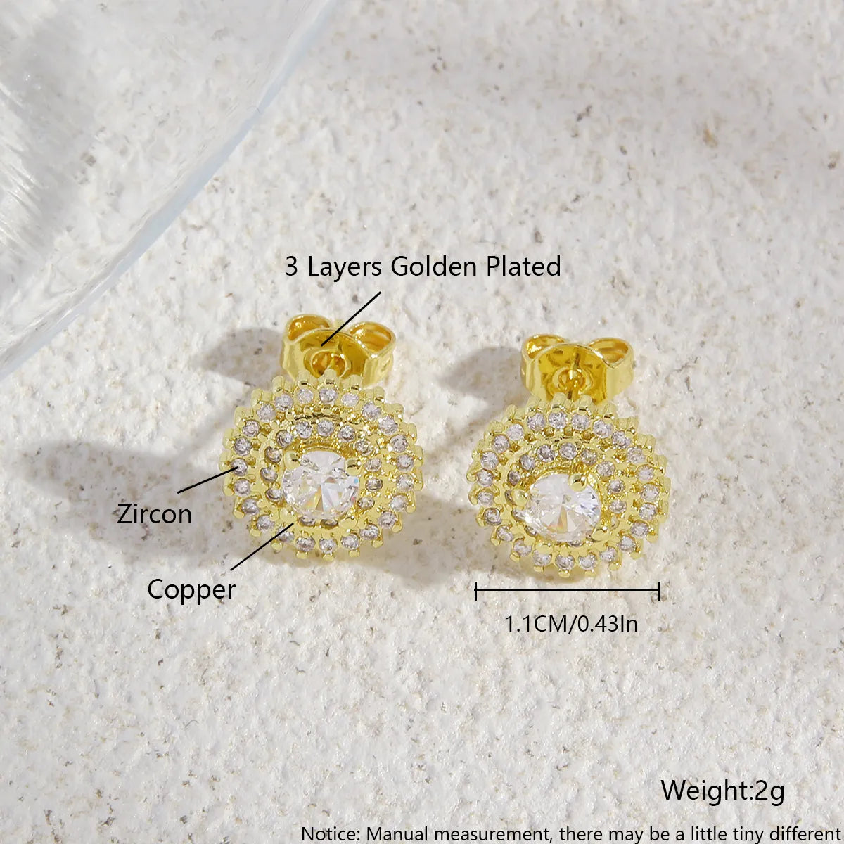 1 Pair Elegant Luxurious Simple Style Water Droplets Daisy Plating Copper 18K Gold Plated Gold Plated Ear Studs