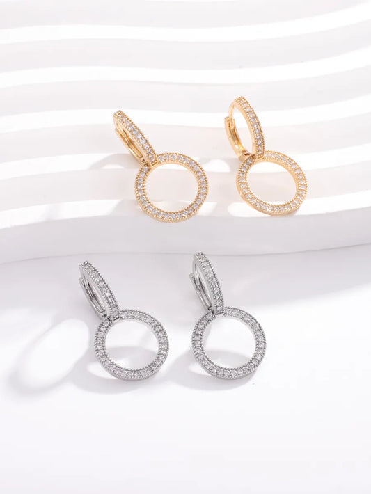 1 Pair Elegant Luxurious Solid Color Plating Inlay Copper Zircon White Gold Plated Gold Plated Drop Earrings