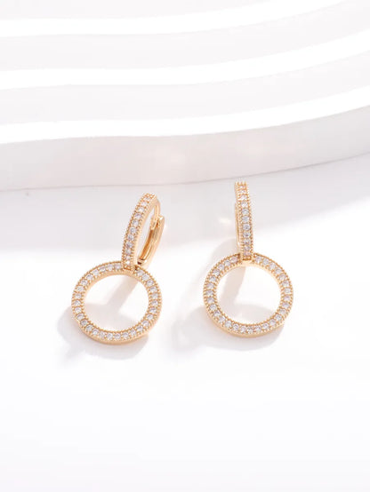 1 Pair Elegant Luxurious Solid Color Plating Inlay Copper Zircon White Gold Plated Gold Plated Drop Earrings