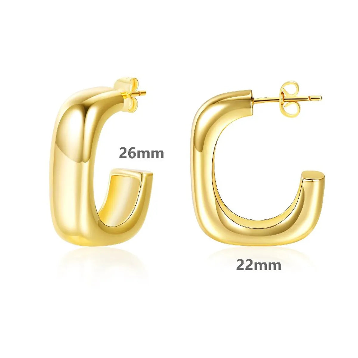 1 Pair Elegant Luxurious Square Plating Metal Copper Brass 18k Gold Plated Gold Plated Ear Studs