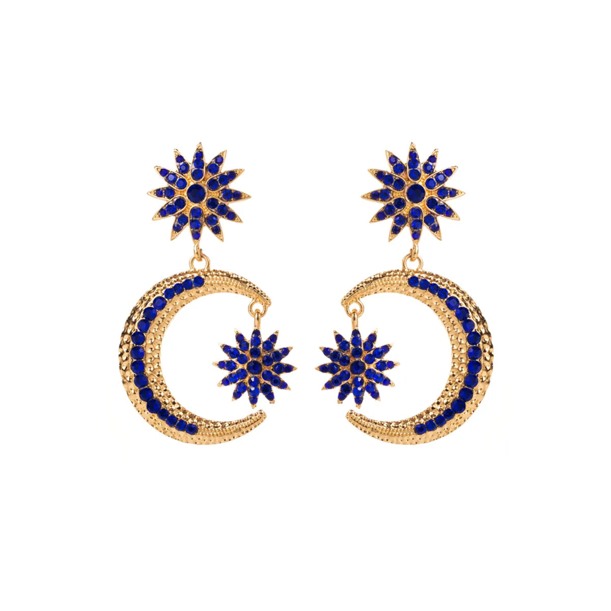 1 Pair Elegant Luxurious Star Moon Plating Inlay Alloy Rhinestones Gold Plated Drop Earrings