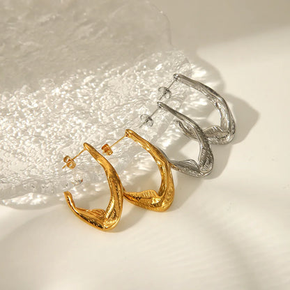 1 Pair Elegant Luxurious V Shape Irregular Plating 304 Stainless Steel 18K Gold Plated Earrings