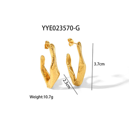 1 Pair Elegant Luxurious V Shape Irregular Plating 304 Stainless Steel 18K Gold Plated Earrings