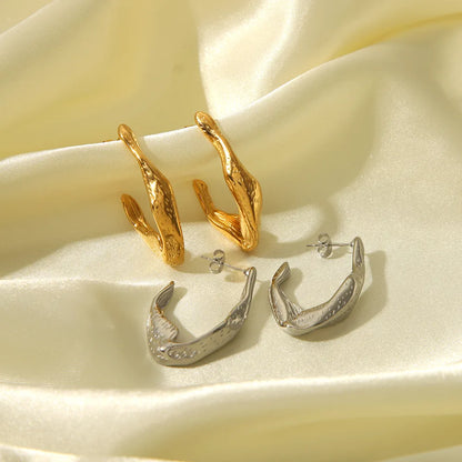 1 Pair Elegant Luxurious V Shape Irregular Plating 304 Stainless Steel 18K Gold Plated Earrings