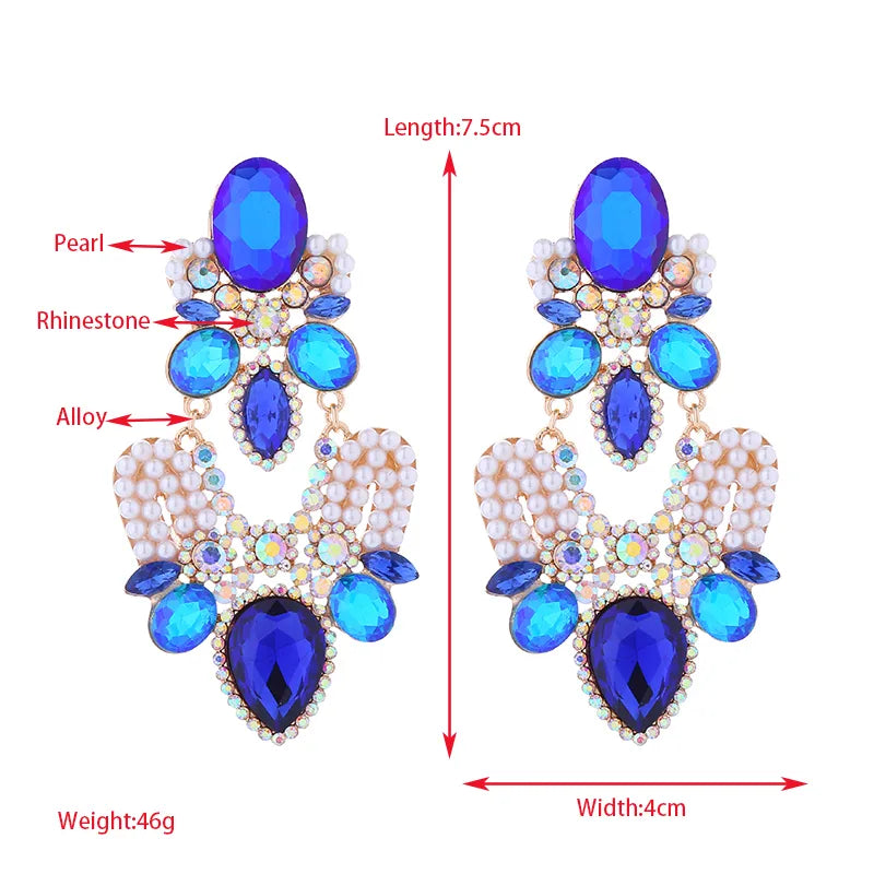 1 Pair Elegant Luxurious Water Droplets Plating Inlay Alloy Rhinestones Pearl Gold Plated Drop Earrings