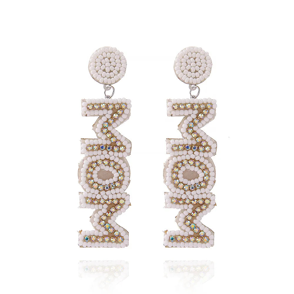 1 Pair Elegant MAMA Classic Style Letter Handmade Inlay Beaded Rhinestones Drop Earrings