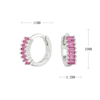 1 Pair Elegant Modern Style Classic Style Geometric Circle Plating Inlay Sterling Silver Zircon Hoop Earrings