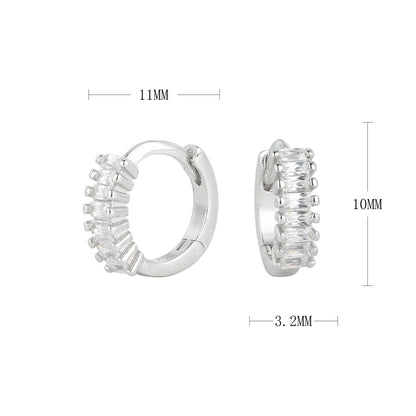 1 Pair Elegant Modern Style Classic Style Geometric Circle Plating Inlay Sterling Silver Zircon Hoop Earrings