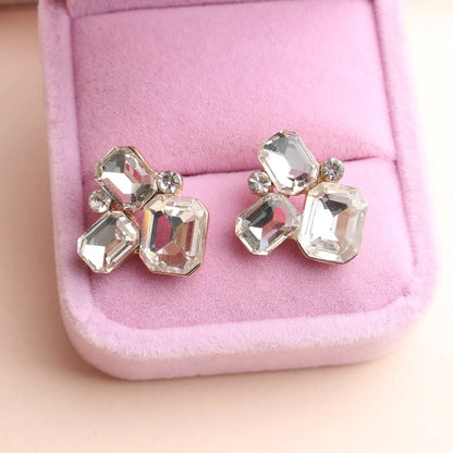 1 Pair Elegant Modern Style Classic Style Geometric Flower Plating Inlay Alloy Crystal Rhinestones Ear Studs